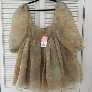 Selkie floral print puff dress - size medium NWT attached